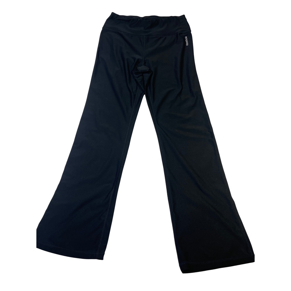 Reebok Womens Black Wide Leg Athletic Yoga Pants High Rise Performance Size M